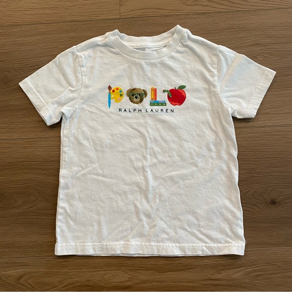 Polo by Ralph Lauren Kids White Graphic Tee boy's size 4 - Picture 1 of 6